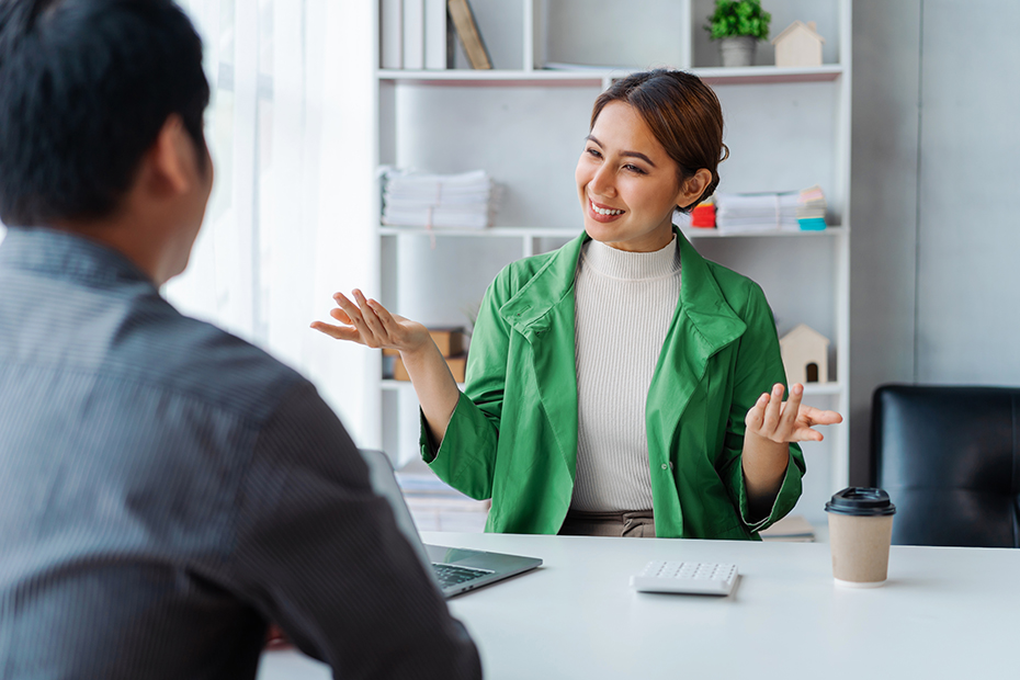 An software developer applicant undergoing an interview.